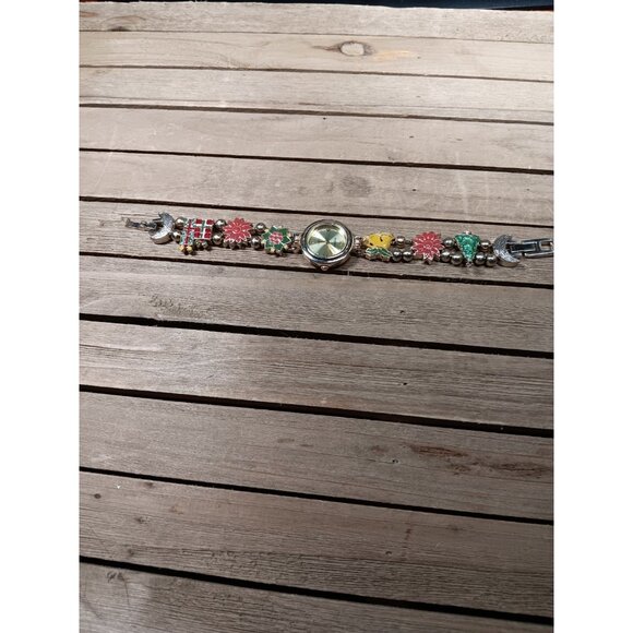 Christmas Watch Rumours Quartz Enameled Bracelet Poinsettias Presents Bells Tree main image 8